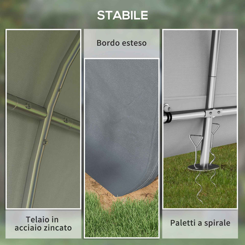 Outsunny Garden Tent for Motorcycles, Bicycles and Tools with 2 Zip Entrances, Made of Steel and PE, 300x300x235 cm, Grey