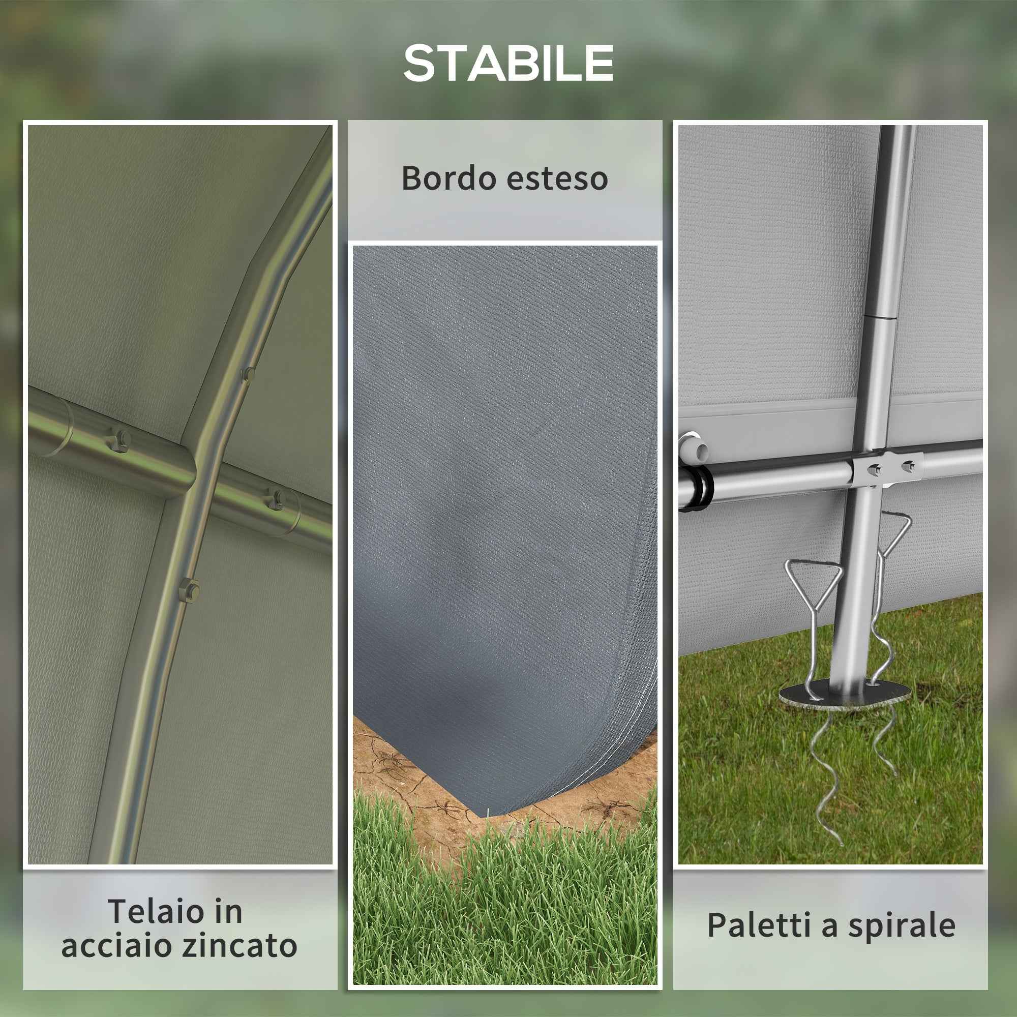 Outsunny Garden Tent for Motorcycles, Bicycles and Tools with 2 Zip Entrances, Made of Steel and PE, 300x300x235 cm, Grey