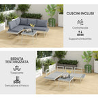 Garden Lounge with 2 Sofas with Cushions, 5-Level Adjustable Backrest and Slatted Coffee Table, Gray