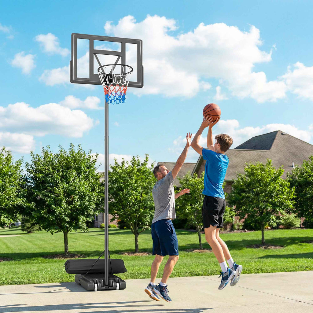 SPORTNOW Basketball Hoop with Adjustable Height 1.3-3m, Fillable Base and Wheels, Black