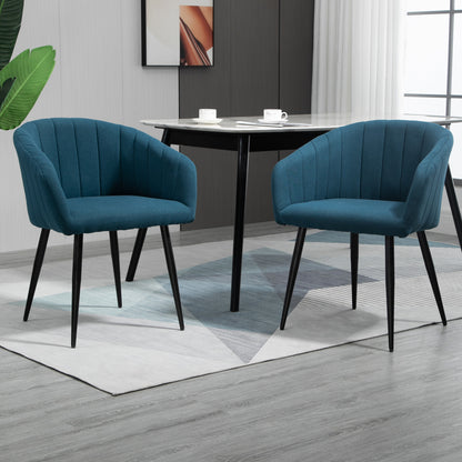 Set of 2 Modern Padded Chairs with Fabric Covering for Living Room and Lounge, Blue