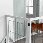PawHut Folding Dog Gate with 4 Panels and Triangular Feet, 280x70 cm, White