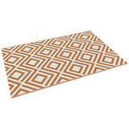 Outdoor Carpet for Balcony and Terrace Reversible with Geometric Pattern, 182x274 cm, Brown and White