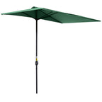 Space-Saving Mezzaluna Wall Umbrella with Crank Opening, Green