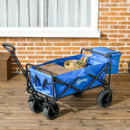 Outsunny garden trolley 110L with telescopic handle and 15l thermal bag in steel and fabric, blue - Borgè
