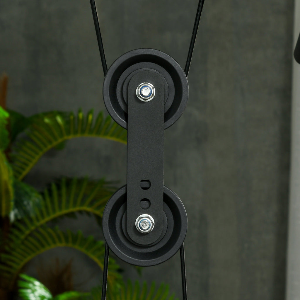 Multifunctional Power Tower with Abdominal Bench and Adjustable Barbell Rack, Black