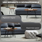 Set of 2 Nesting Coffee Tables in Wood and Metal, Dark Wood Color