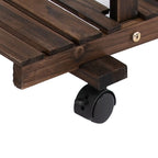 4-Tier Flower Rack, Indoor and Outdoor Wooden Planter with 4 Wheels, 123.5 x 33 x 80cm - Borge' Group Limited