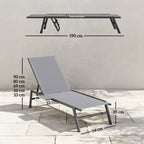 Outsunny Set of 2 Sun Loungers Adjustable in 5 Positions with Side Table and 2 Wheels, in Metal and Polyester, Grey