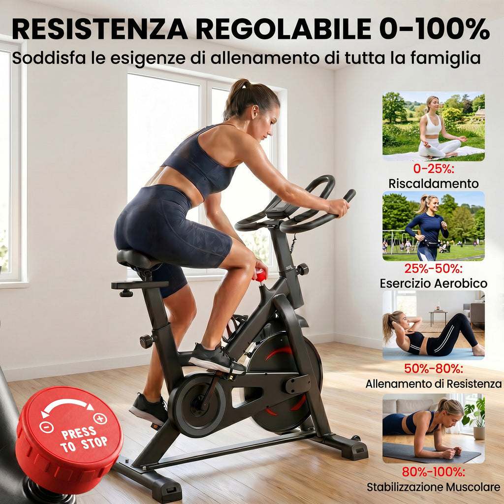 SPORTNOW Home Bike, Stationary with APP, Magnetic Resistance 0-100%