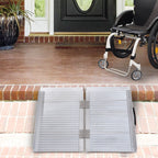 Folding Aluminum Wheelchair Ramp with External Edges, 61x74x5 cm, Silver