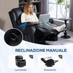 Reclining Relaxing Chair with 8 Massage Points, Heating and Footrest, 87x97x100 cm, Black