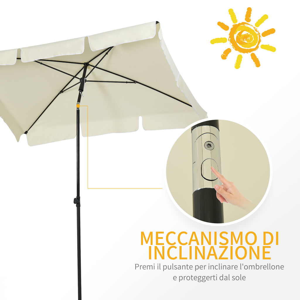 2x1.3m Rectangular Garden Umbrella with Adjustable Tilt and Aluminum Pole, Beige and Black