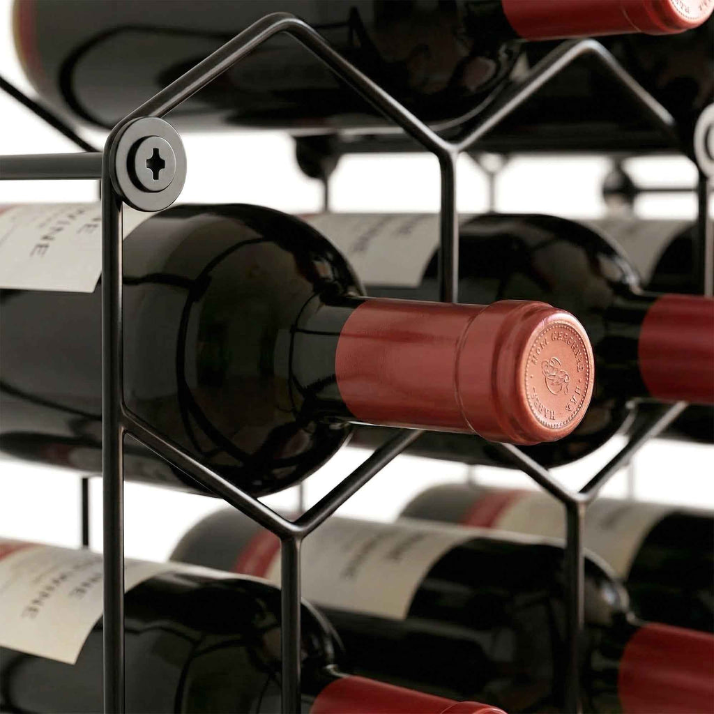 Honeycomb Geometric Design Wine Rack, Black