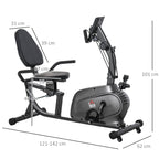 Magnetic Recumbent Exercise Bike with 8 Resistance Levels, LCD Display, Adjustable Seat and Arm Bands