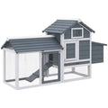 PawHut Wooden Chicken Coop, 151.5x54x87cm, Dark Grey
