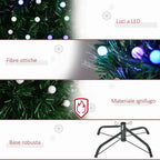 150cm Artificial Christmas Tree with 170 LED Lights and Fiber Optic Lights, Christmas Tree with Built-in Lights and 170 Branches and Foldable Metal Base, Green