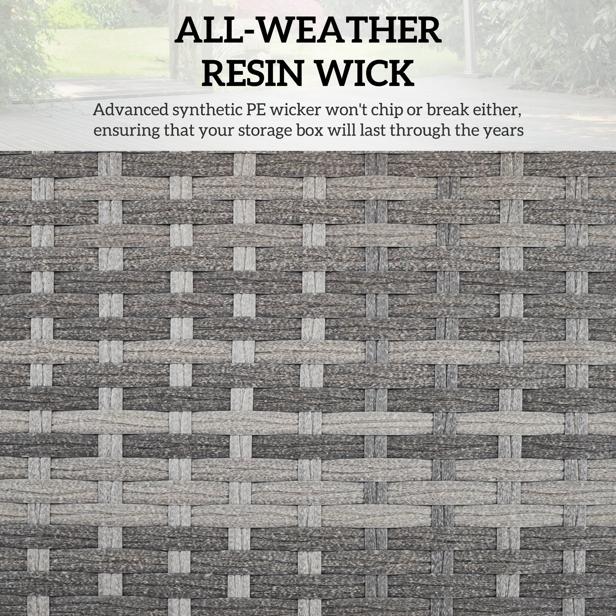 Outsunny garden trunk in Rattan pe with internal coating in waterproof fabric, 76x45x48 cm, gray - Borgè