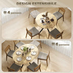 HOMCOM Industrial Dining Table for 4-6 People with Round Drop-Leaf Top, in Wood and Steel, 135x100x75 cm