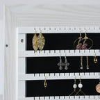 LED Jewellery Mirror with 4 Shelves and Storage Spaces, in Wood and Glass, 15x15x61.75 cm, White