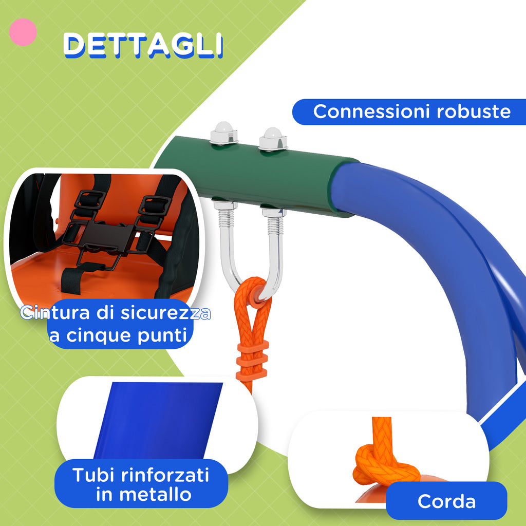 2-in-1 Garden Swing for Babies and Children from 6 Months to 8 Years, Orange and Blue