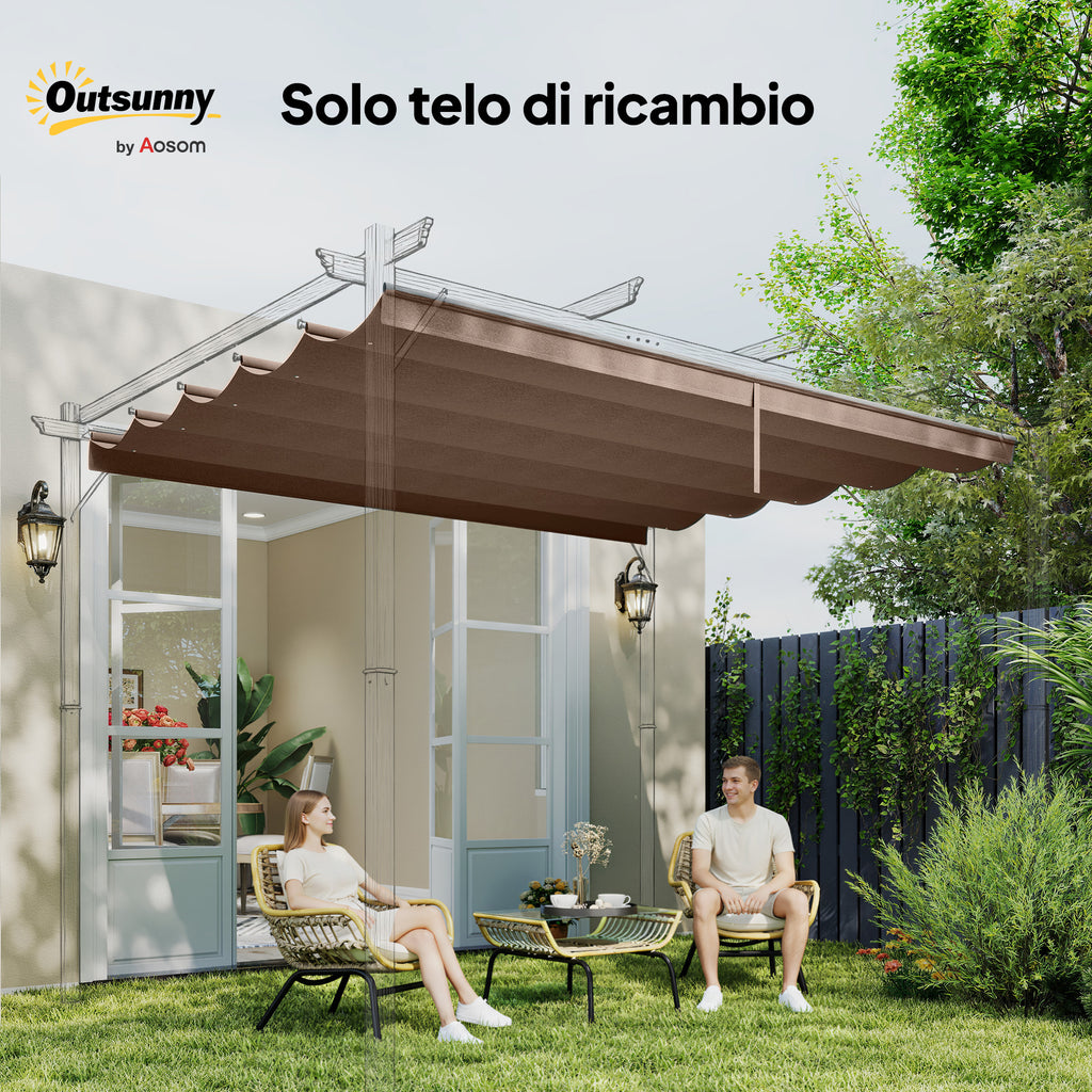 Outsunny Gazebo Pergola Roof with 10 Drainage Holes in Polyester, 250x255cm, for 3x3m Pergola, Coffee