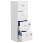 4 Drawer Office Cabinet with 2 Locks and Document Holder Bar, Wooden, 40x42x130.8 cm, White