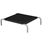 PawHut Raised Dog Bed with Breathable Seat, in Metal and Fabric, 90x65x20 cm, Black and Silver - Borgè