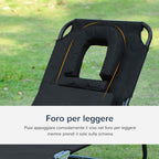 Outsunny Folding Outdoor Lounge Chair with Face Hole and Cushions, Garden Sun Lounger, Beach and Camping, Black