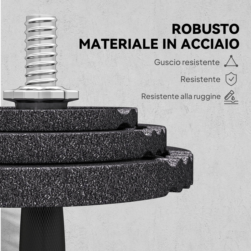 2-in-1 42 kg Gym Weights with 14 Discs, Barbell and Dumbbells, Steel, 180x24x24 cm, Black