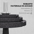 2-in-1 42 kg Gym Weights with 14 Discs, Barbell and Dumbbells, Steel, 180x24x24 cm, Black