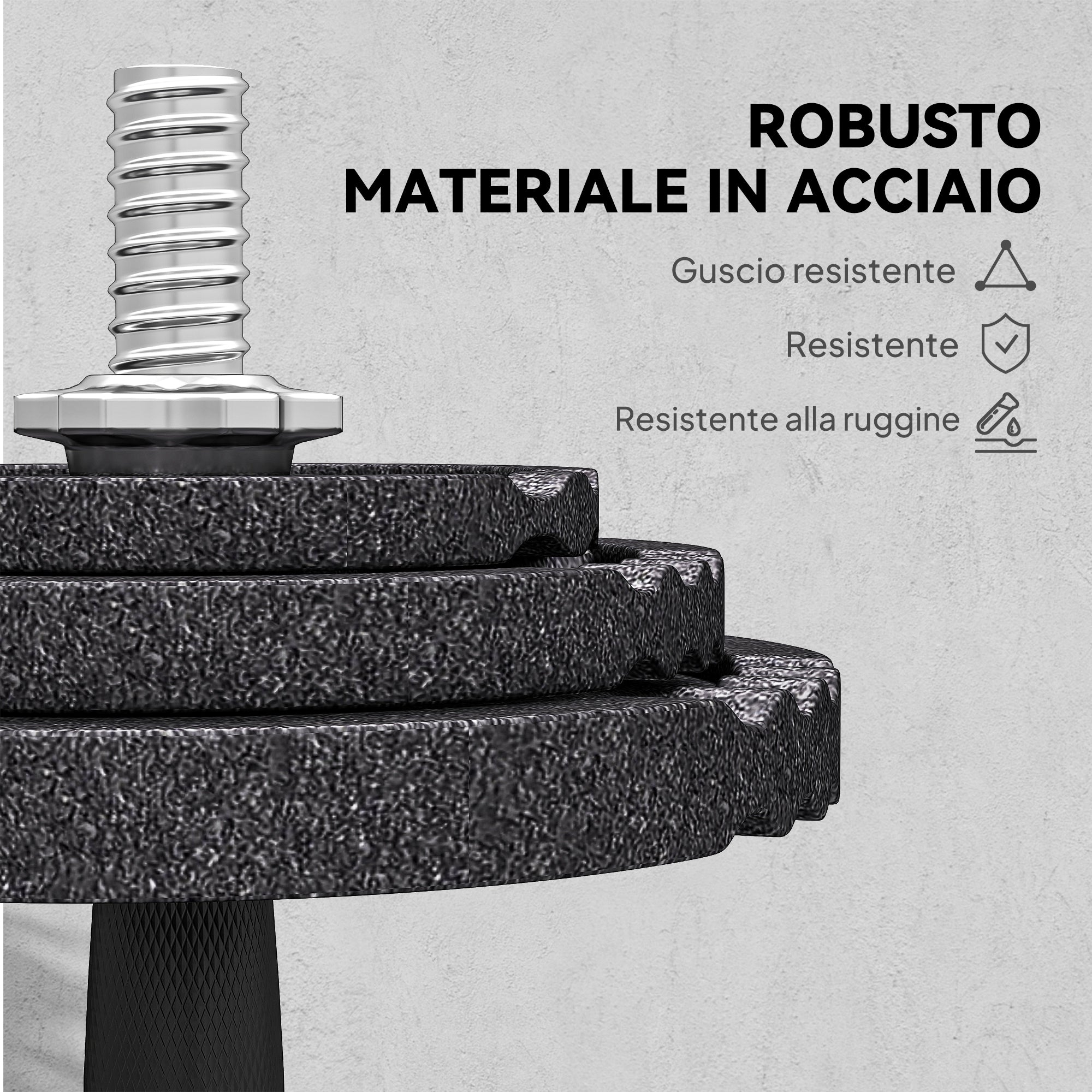 2-in-1 42 kg Gym Weights with 14 Discs, Barbell and Dumbbells, Steel, 180x24x24 cm, Black