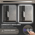 Anti-fog Bathroom Mirror with Adjustable Brightness and Color, Glass and Aluminum Alloy, 80x60x4 cm
