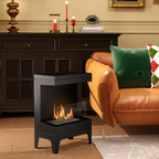 Freestanding Bioethanol Fireplace with 0.9L Burner and 3.3 Hours Burn Time, 38x22x54 cm, Black