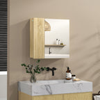 kleankin Bathroom Cabinet with Mirror and 4 Internal Shelves, in Chipboard, 60x15x60cm, Wood Color