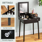 2 in 1 Dressing Table with Folding Mirror and 2 Drawers, 60x50x85.5 cm, Black