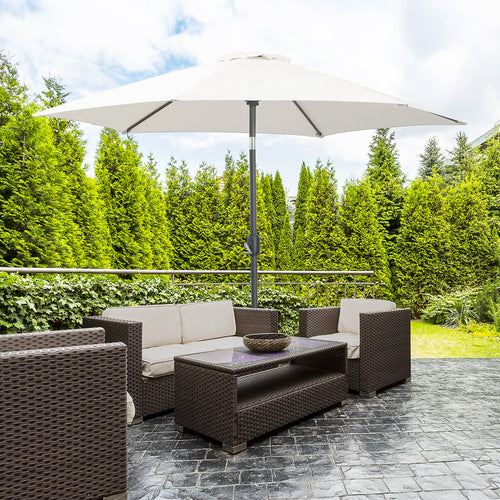 2.6x2.4 m Garden Umbrella with Crank and Tilting Head, in Aluminum and Polyester, Beige and Black