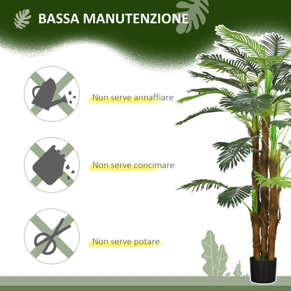 Green Artificial Palm 160 cm in Pot with 36 Leaves, in PE and Cement for Indoor and Outdoor