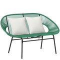 Outsunny 2-Seater Garden Sofa in PE Rattan and Steel with Cushions and Armrests, 132x72x83 cm, Green