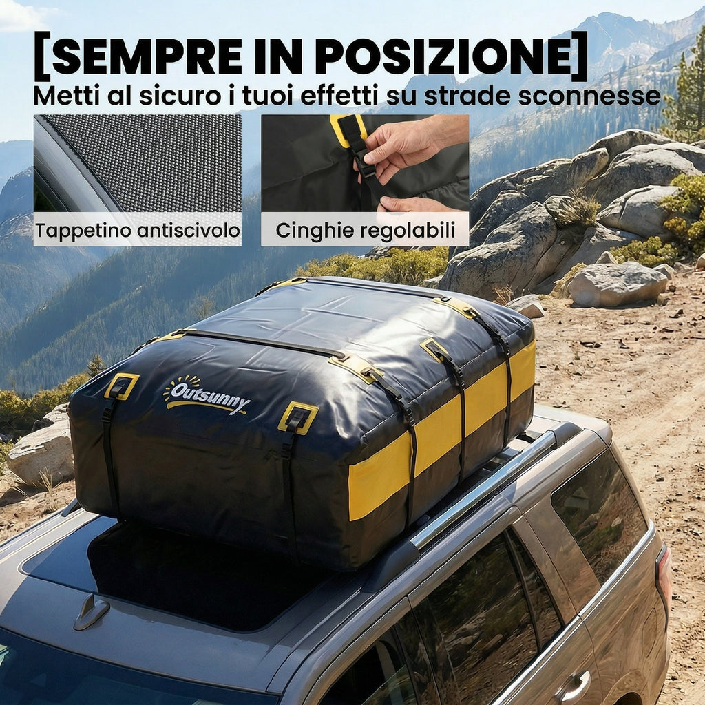 Outsunny 595L Waterproof Roof Rack Cargo Bag, Yellow