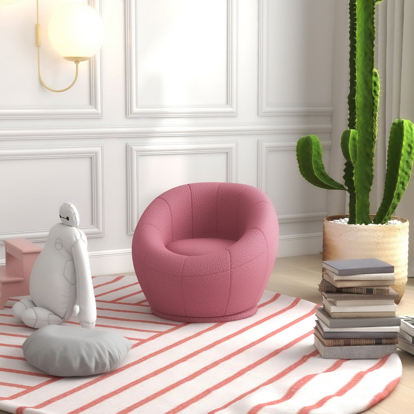 HOMCOM Mini Modern Plush Armchair with Thick Padding, 60x56x48cm, Pink