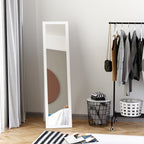 Full Length Mirror with Folding Stand and Mounting Holes, Wood and Glass, 37x37x154 cm, White