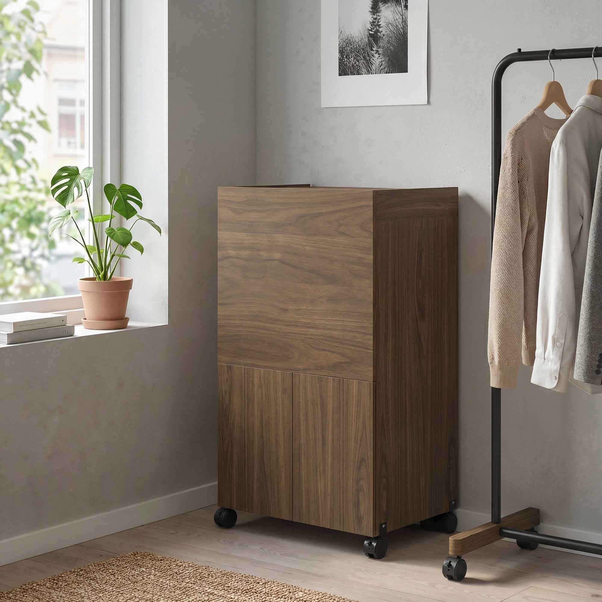 HOMCOM Folding Ironing Board with Iron and Garment Holder with Open Compartment, 154x55x87 cm, Brown