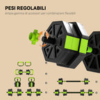SPORTNOW 6-in-1 Multifunction Gym Weight Set, 20kg Total, Made of Plastic and Sand, 125x18x18 cm, Green