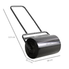 Outsunny 32x50cm Waterproof Black Metal Garden Roller with a 38 Litre Reservoir (Water or Sand)