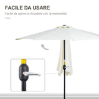 Crescent Terrace Umbrella with Crank Opening and 2 Section Pole, 2.6x1.35 m, Beige