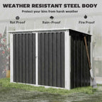 Outsunny Garden Shed, Horizontal Garbage Can Organizer, Dark Gray