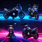 AIYAPLAY Electric Motorcycle for Children with Wheels, Mirrors and Footrest, Made of PP and Metal, 85.5x44.5x56 cm, Blue