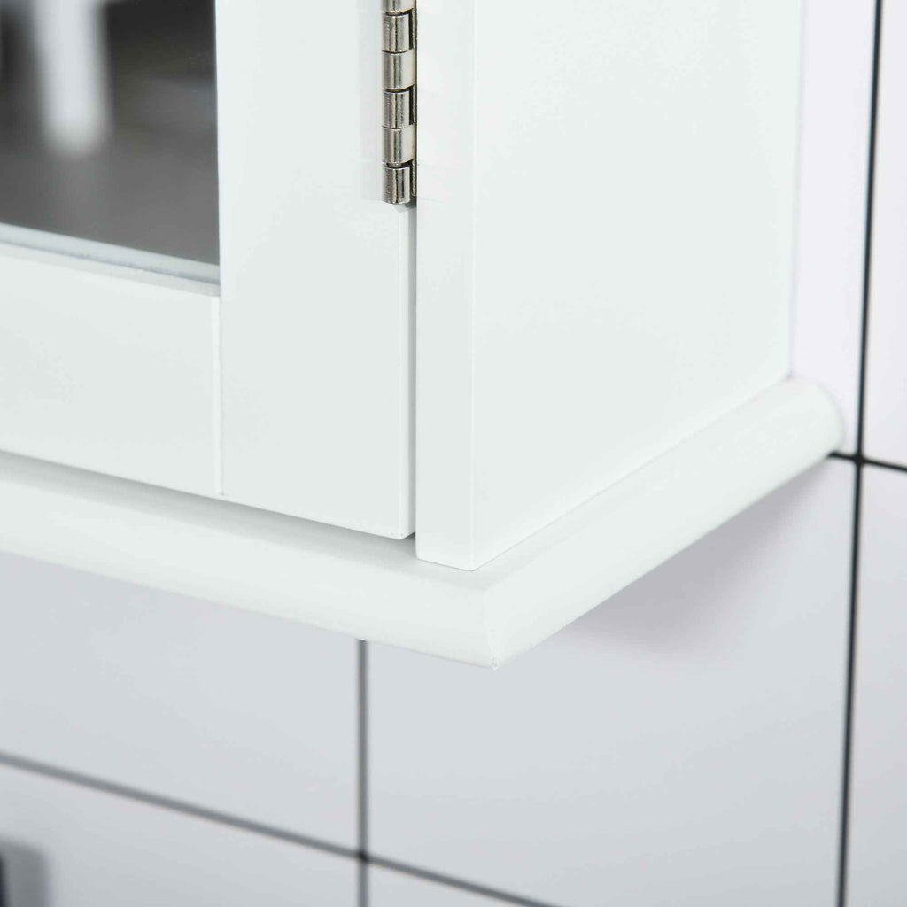 kleankin Bathroom Mirror Cabinet with Magnetic Door, Bathroom Cabinet with Mirror, Adjustable Shelf, White