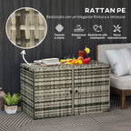 350L 2-Tier Outdoor Storage Chest with Gas Pistons, PE Rattan and Steel, 118x57x69 cm, Grey